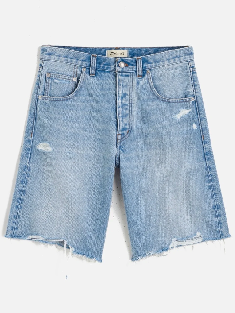 Madewell Essex Long Baggy Shorts Jorts in Londe Blue